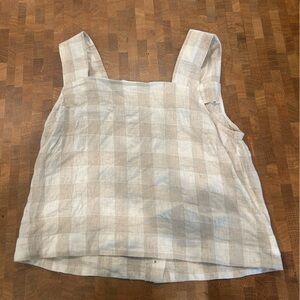 Madewell Gingham Top Tan and White Size 2